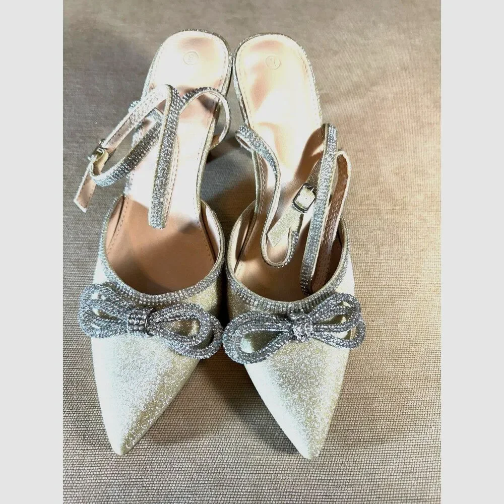 Gold and Silver sparkle heels lined in bling.